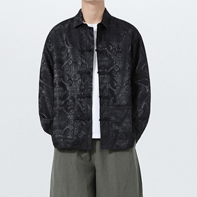 Traje Tang para hombre, chaqueta de manga larga con solapa jacquard de primavera con estampado de Buddha Stones de rana y bolsillos. - image 18
