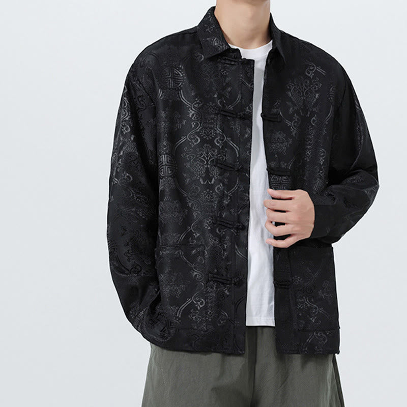 Traje Tang para hombre, chaqueta de manga larga con solapa jacquard de primavera con estampado de Buddha Stones de rana y bolsillos. - image 17