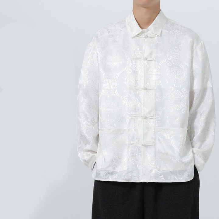 Traje Tang para hombre, chaqueta de manga larga con solapa jacquard de primavera con estampado de Buddha Stones de rana y bolsillos. - image 20