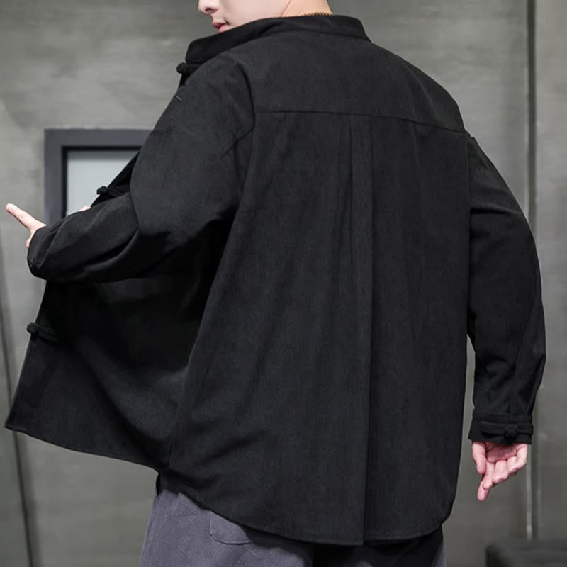 Chaqueta de pana de algodón de manga larga para hombre con bordado chino de bambú y Buddha Stones de primavera. - image 34