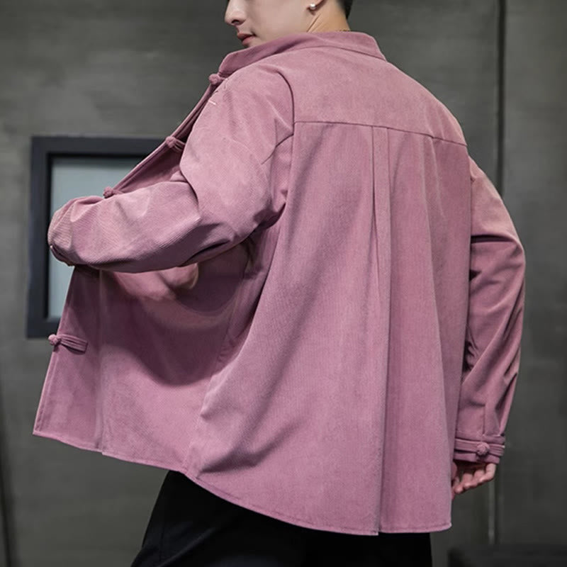 Chaqueta de pana de algodón de manga larga para hombre con bordado chino de bambú y Buddha Stones de primavera. - image 24