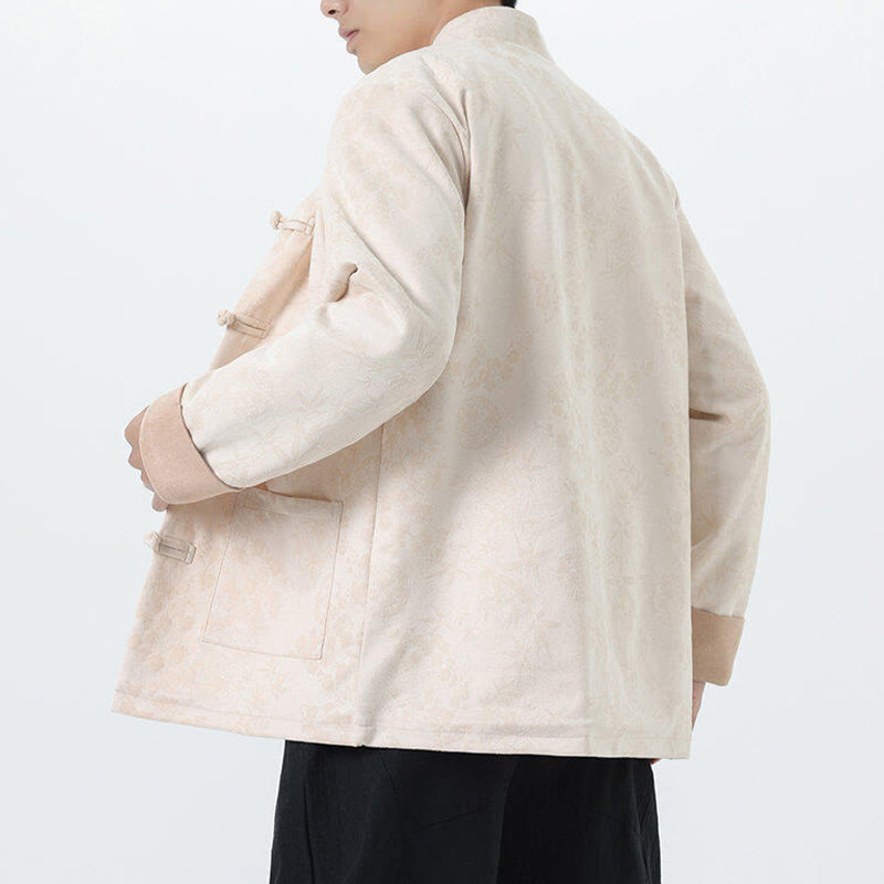 Chaqueta de algodón para hombre de manga larga con botones de bambú y estampado jacquard de otoño con Buddha Stones y bolsillos - image 21