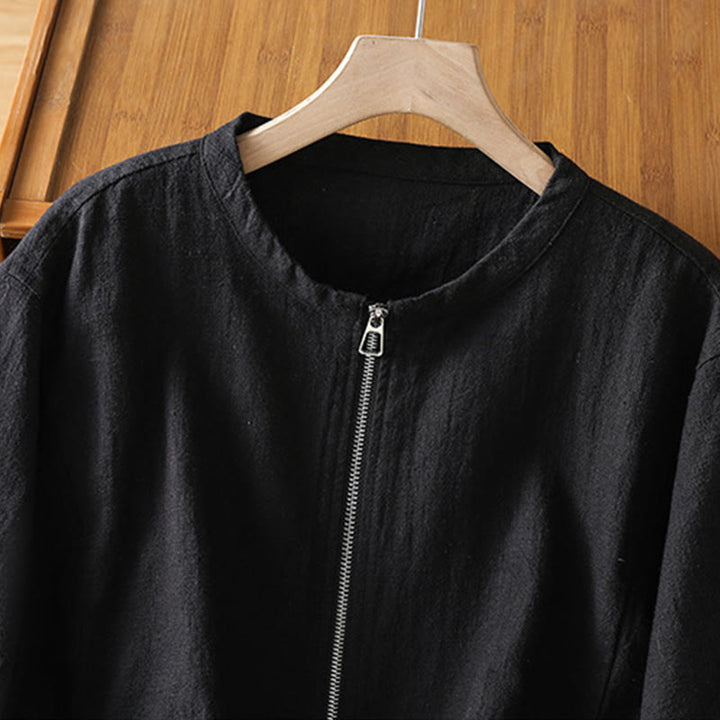 Chaqueta de manga larga de doble capa con cremallera y bolsillos para mujer, de algodón , con Buddha Stones. - image 3