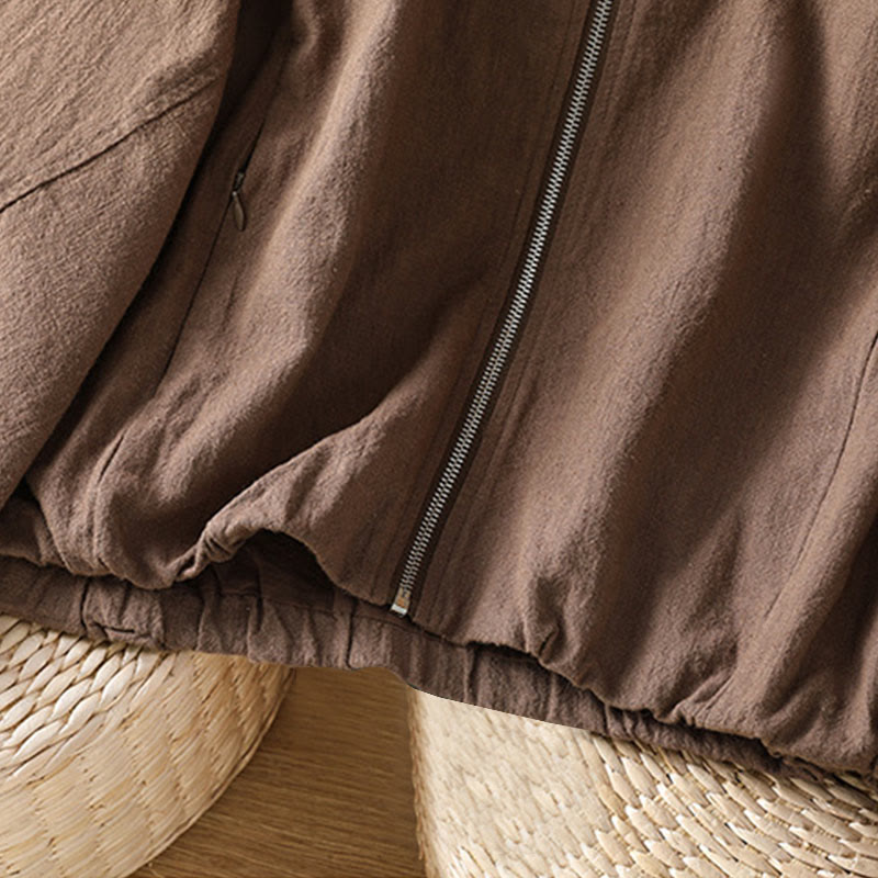 Chaqueta de manga larga de doble capa con cremallera y bolsillos para mujer, de algodón , con Buddha Stones. - image 28