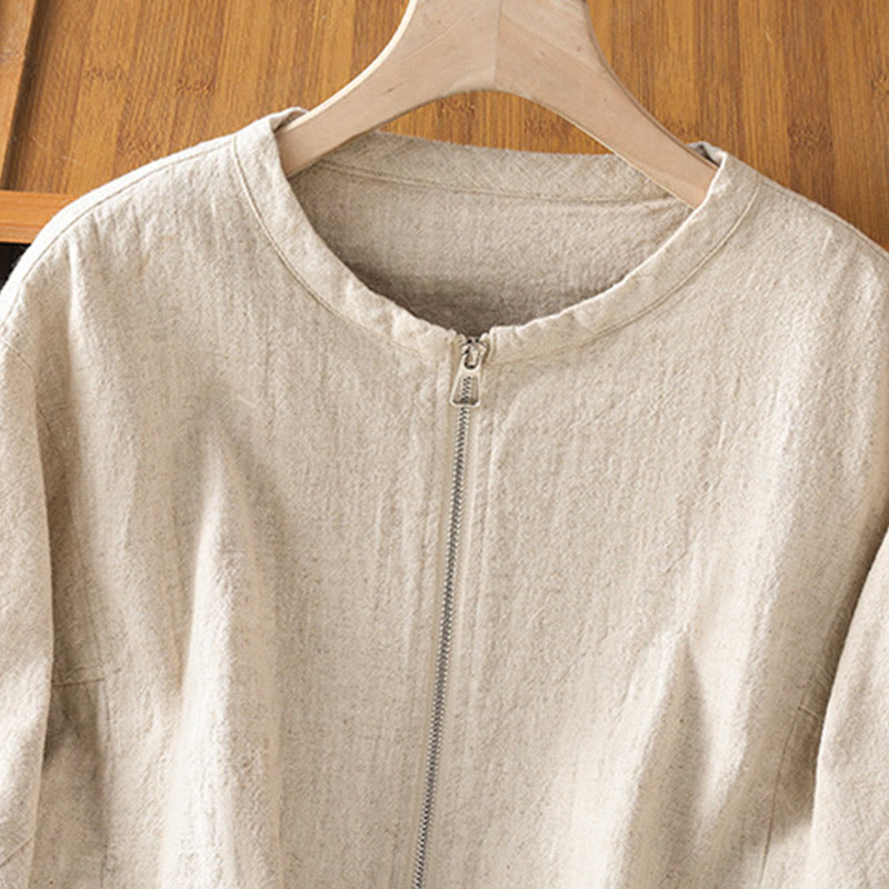 Chaqueta de manga larga de doble capa con cremallera y bolsillos para mujer, de algodón , con Buddha Stones. - image 11