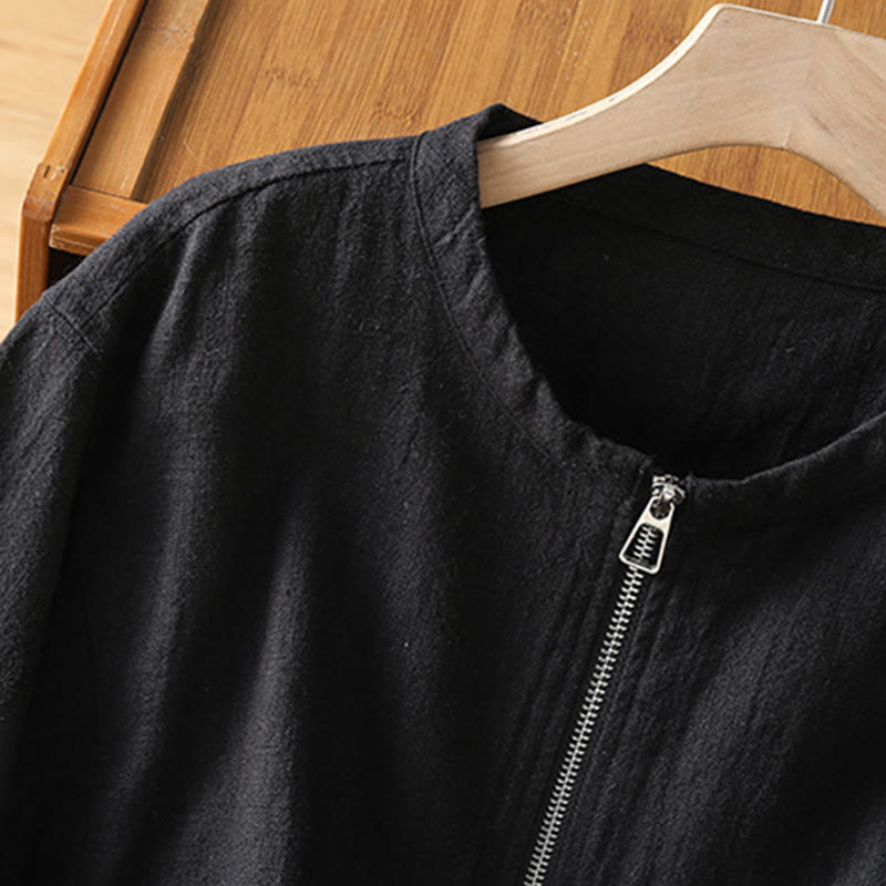 Chaqueta de manga larga de doble capa con cremallera y bolsillos para mujer, de algodón , con Buddha Stones. - image 5