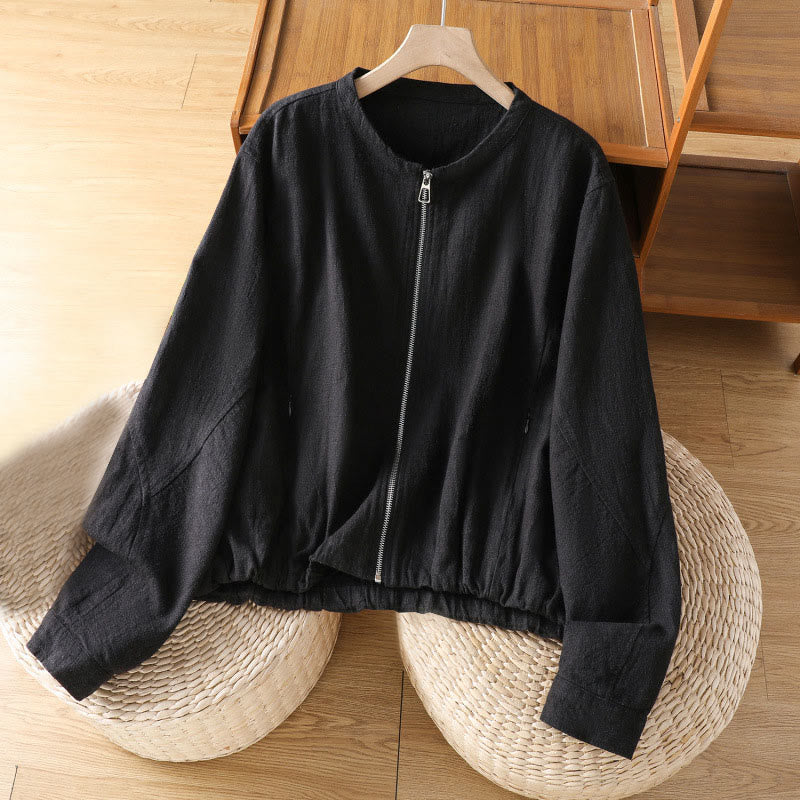 Chaqueta de manga larga de doble capa con cremallera y bolsillos para mujer, de algodón , con Buddha Stones. - Negro - US8-10，UK/AU12-14，EU40-42 (2XL) - image 1