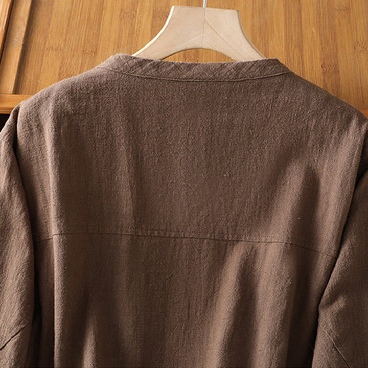 Chaqueta de manga larga de doble capa con cremallera y bolsillos para mujer, de algodón , con Buddha Stones. - image 25