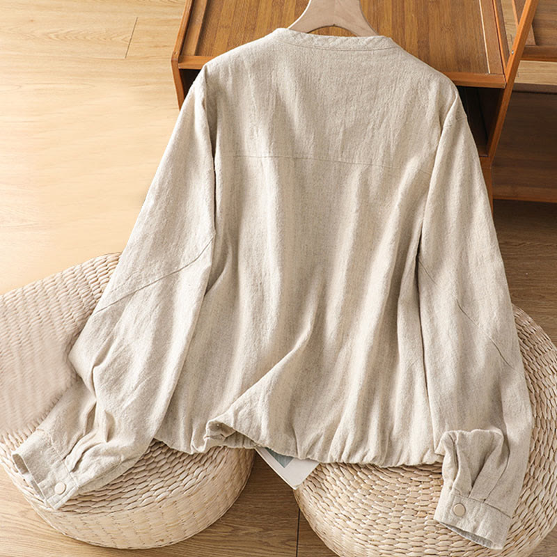 Chaqueta de manga larga de doble capa con cremallera y bolsillos para mujer, de algodón , con Buddha Stones. - image 10