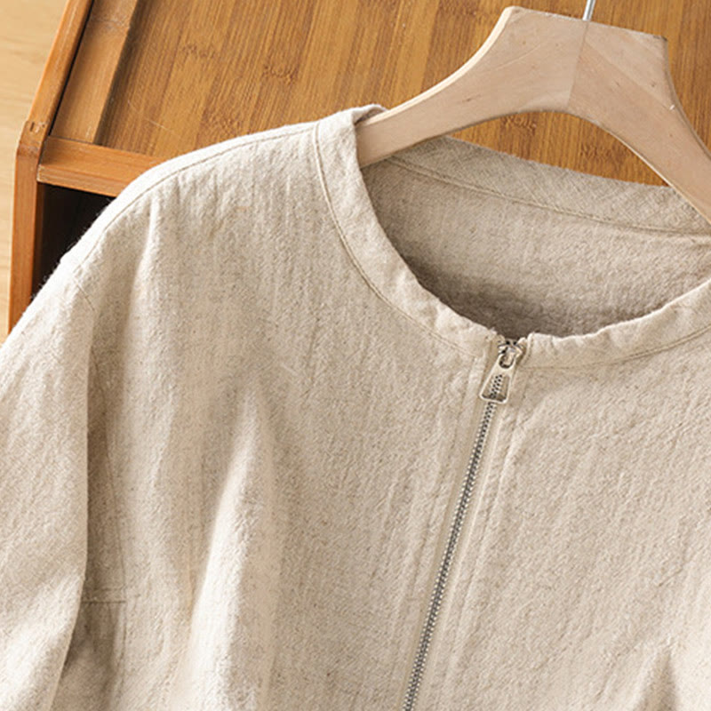 Chaqueta de manga larga de doble capa con cremallera y bolsillos para mujer, de algodón , con Buddha Stones. - image 13