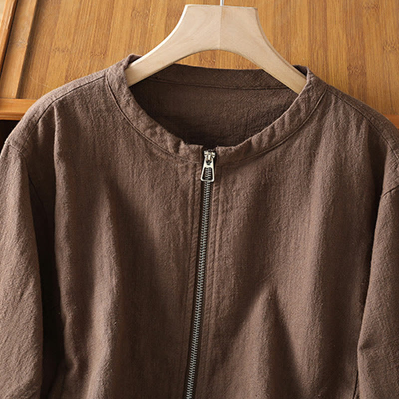 Chaqueta de manga larga de doble capa con cremallera y bolsillos para mujer, de algodón , con Buddha Stones. - image 23