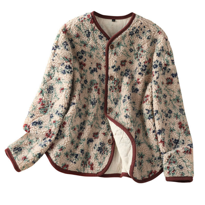 Chaqueta térmica de manga larga con botones y estampado floral para mujer de Buddha Stones , confeccionada en algodón. Incluye bolsillos. - image 14