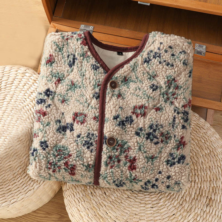 Chaqueta térmica de manga larga con botones y estampado floral para mujer de Buddha Stones , confeccionada en algodón. Incluye bolsillos. - image 2