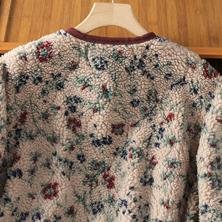 Chaqueta térmica de manga larga con botones y estampado floral para mujer de Buddha Stones , confeccionada en algodón. Incluye bolsillos. - image 4