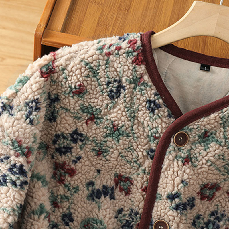 Chaqueta térmica de manga larga con botones y estampado floral para mujer de Buddha Stones , confeccionada en algodón. Incluye bolsillos. - image 5