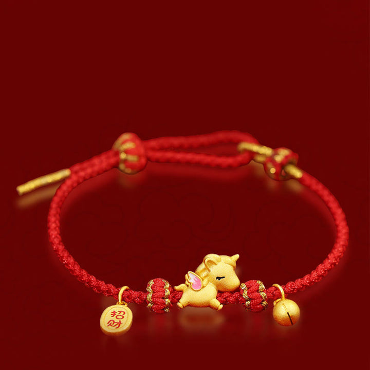 Pulsera de plata de ley 925 con Buddha Stones , Año del Caballo, Suerte, Fortuna, Hilo Rojo, Fuerza - image 2