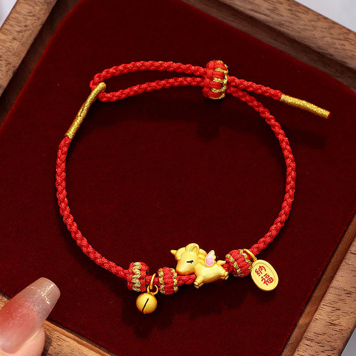 Pulsera de plata de ley 925 con Buddha Stones , Año del Caballo, Suerte, Fortuna, Hilo Rojo, Fuerza - Estilo A (Circunferencia de la muñeca: 16-20 cm) - image 0