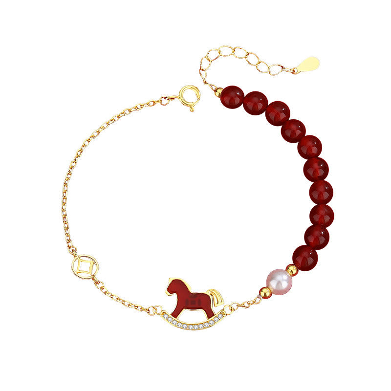 Pulsera Buddha Stones de plata de ley 925 con hilo rojo y ágata roja, símbolo del Año del Caballo. - image 10