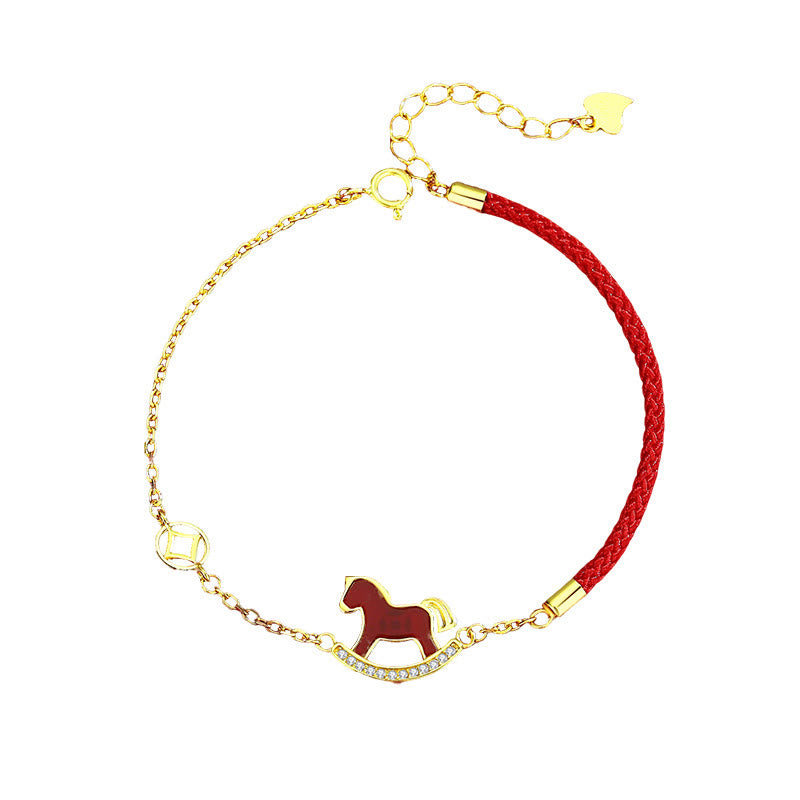 Pulsera de plata de ley 925 con dije de ágata roja del Año del Caballo y dije de Buddha Stones Calm Chain. - image 10
