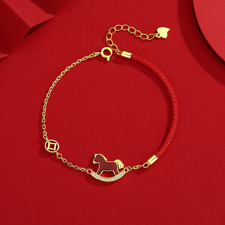 Pulsera de plata de ley 925 con dije de ágata roja del Año del Caballo y dije de Buddha Stones Calm Chain. - image 8