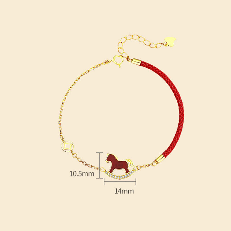 Pulsera Buddha Stones de plata de ley 925 con hilo rojo y ágata roja, símbolo del Año del Caballo. - image 2