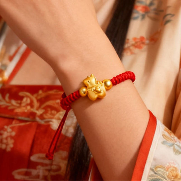 Pulsera protectora de hilo rojo trenzado del año del caballo del zodiaco chino con Buddha Stones - image 1