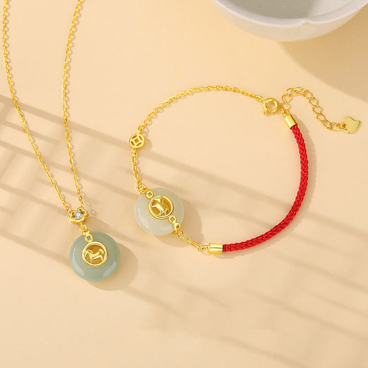 Pulsera de hilo rojo con hebilla de jade Hetian y Buddha Stones en plata de ley 925, año del caballo. - image 17