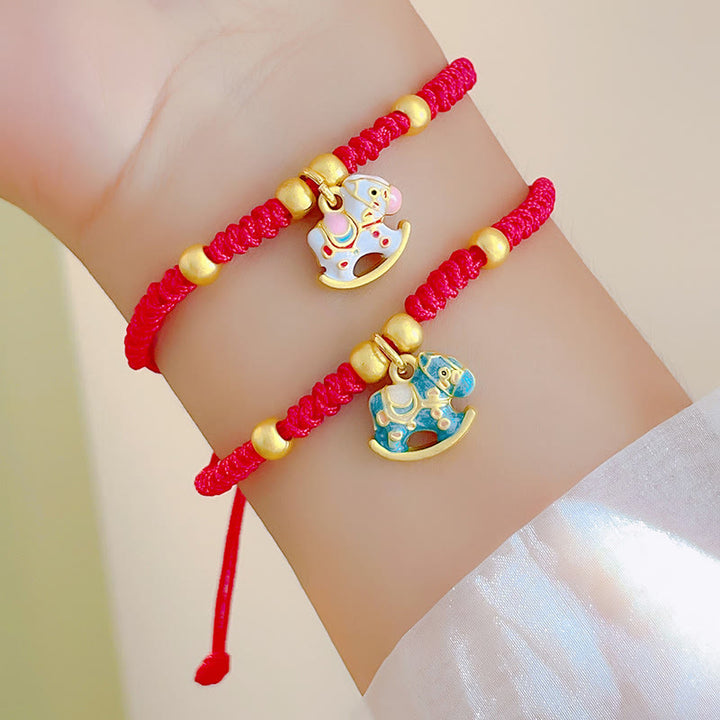 Pulsera de la suerte de cobre con hilo rojo y Buddha Stones del zodiaco chino del Año del Caballo - image 3