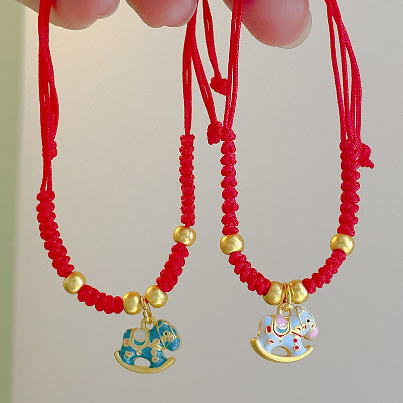 Pulsera ajustable de la suerte con hilo rojo y piedras de Buddha Stones , año del caballo. - image 4