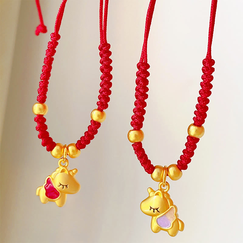 Pulsera trenzada de cobre con hilo rojo y Buddha Stones del Año del Caballo - image 2