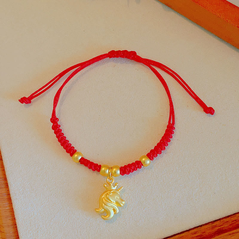 Pulsera de hilo rojo con diseño de corona del Año del Caballo y Buddha Stones - Caballo (Circunferencia de la muñeca: 10-18 cm) - image 0