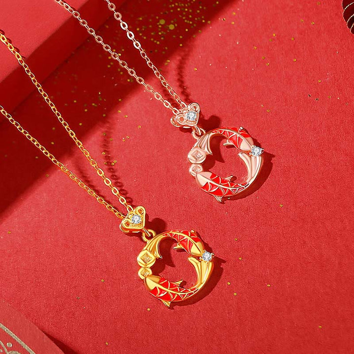 Pendientes de protección con diseño de pez koi y Buddha Stones, chapados en plata de ley 925 y oro de 18k. - image 17