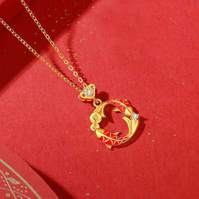 Buddha Stones , peces koi y cordón rojo de cinabrio. - Collar de pez koi dorado - image 12