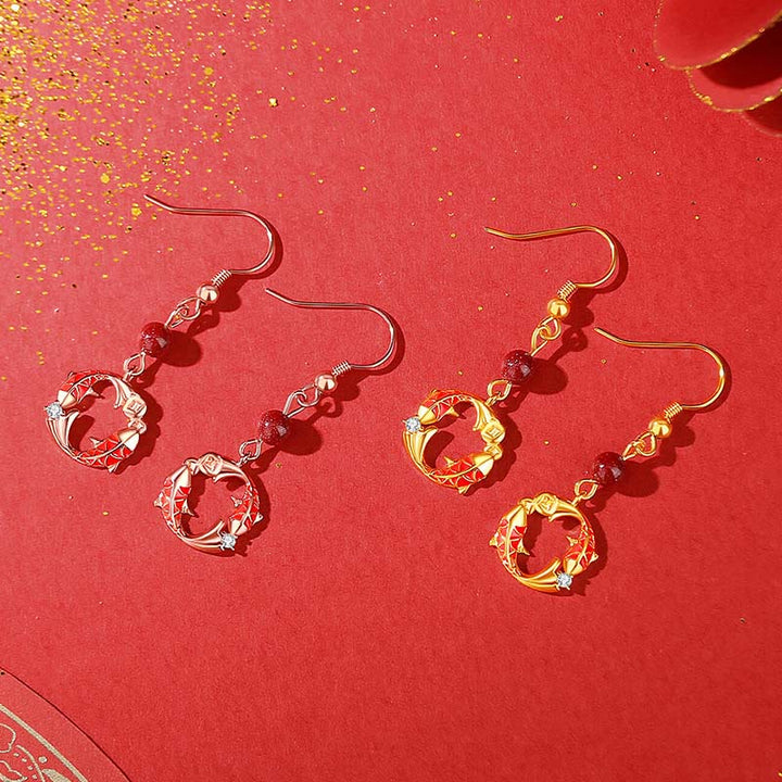 Pendientes de protección con diseño de pez koi y Buddha Stones, chapados en plata de ley 925 y oro de 18k. - image 4