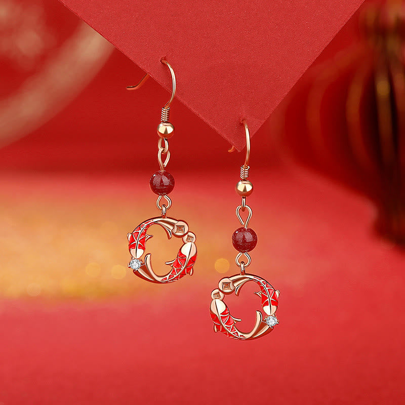 Collar con colgante de doble pez koi de Buddha Stones , plata de ley 925 chapada en oro de 18k. - Pendientes de peces koi - image 13