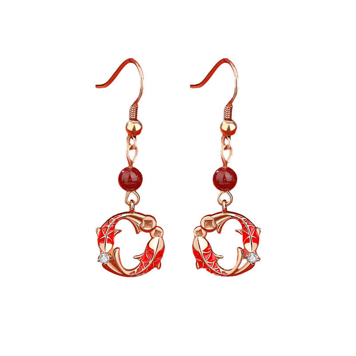 Collar con colgante de doble pez koi de Buddha Stones , plata de ley 925 chapada en oro de 18k. - image 15