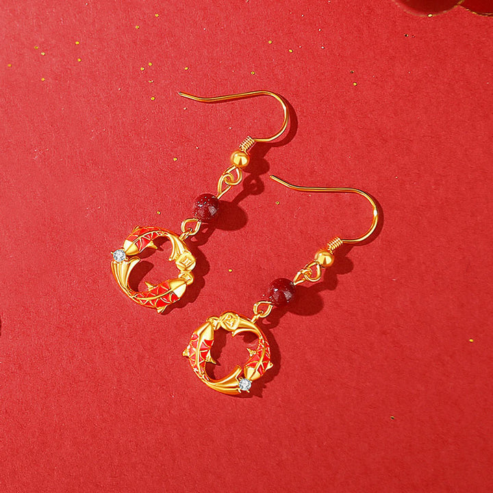 Buddha Stones , peces koi y cordón rojo de cinabrio. - Pendientes de peces koi dorados - image 17