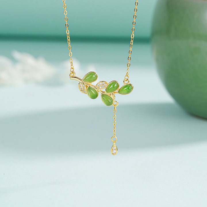 Pendientes de equilibrio con diseño de hoja de jaspe verde y Buddha Stones en plata de ley 925 - image 15