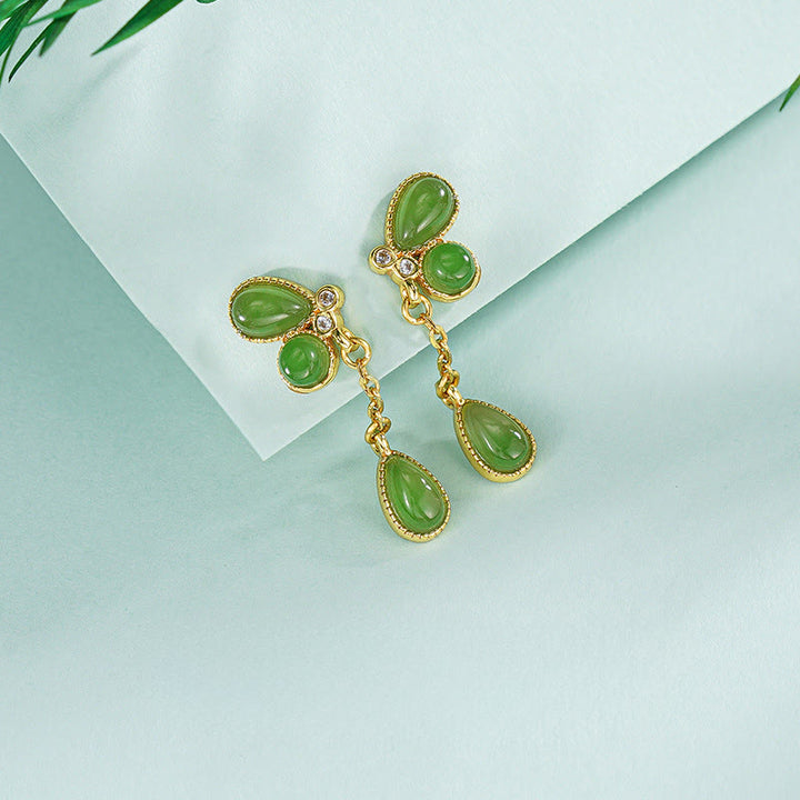 Collar con colgante de protección de jaspe verde, plata de ley 925 con diseño de hojas y borla de Buddha Stones. - image 17