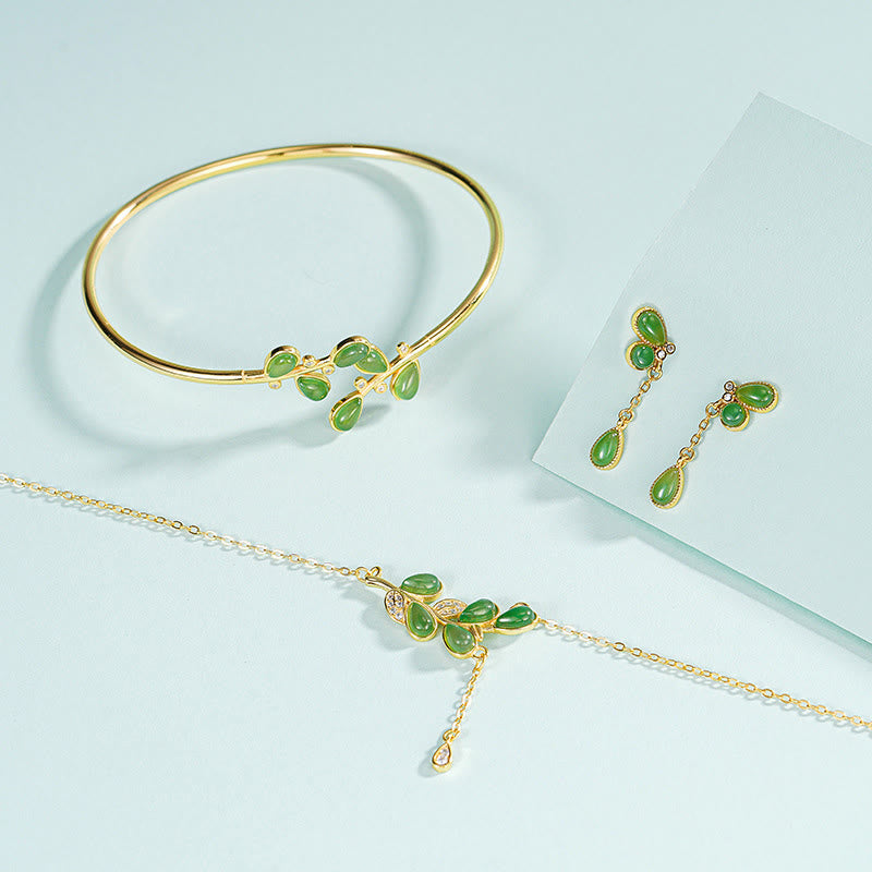 Pulsera protectora de jaspe verde con hojas grabadas y Buddha Stones en plata de ley 925 - image 20