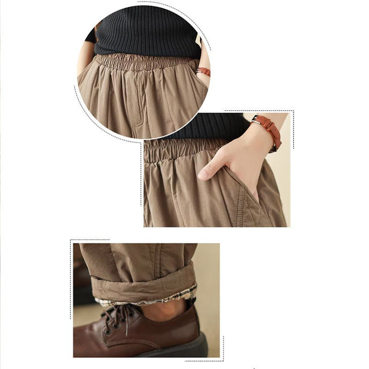 Pantalones tipo harem térmicos de cintura alta con cintura elástica y bolsillos para mujer, con estampado de Buddha Stones. - image 20