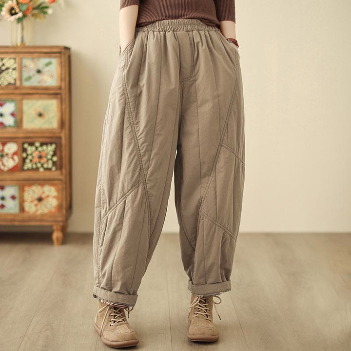 Pantalones tipo harem térmicos de cintura alta con cintura elástica y bolsillos para mujer, con estampado de Buddha Stones. - image 0
