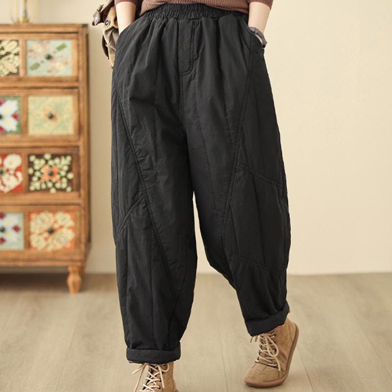 Pantalones tipo harem térmicos de cintura alta con cintura elástica y bolsillos para mujer, con estampado de Buddha Stones. - image 8