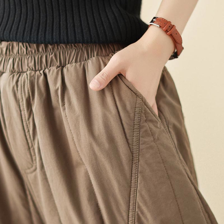 Pantalones tipo harem térmicos de algodón lisos de cintura alta para mujer, con bolsillos, Buddha Stones. - image 16