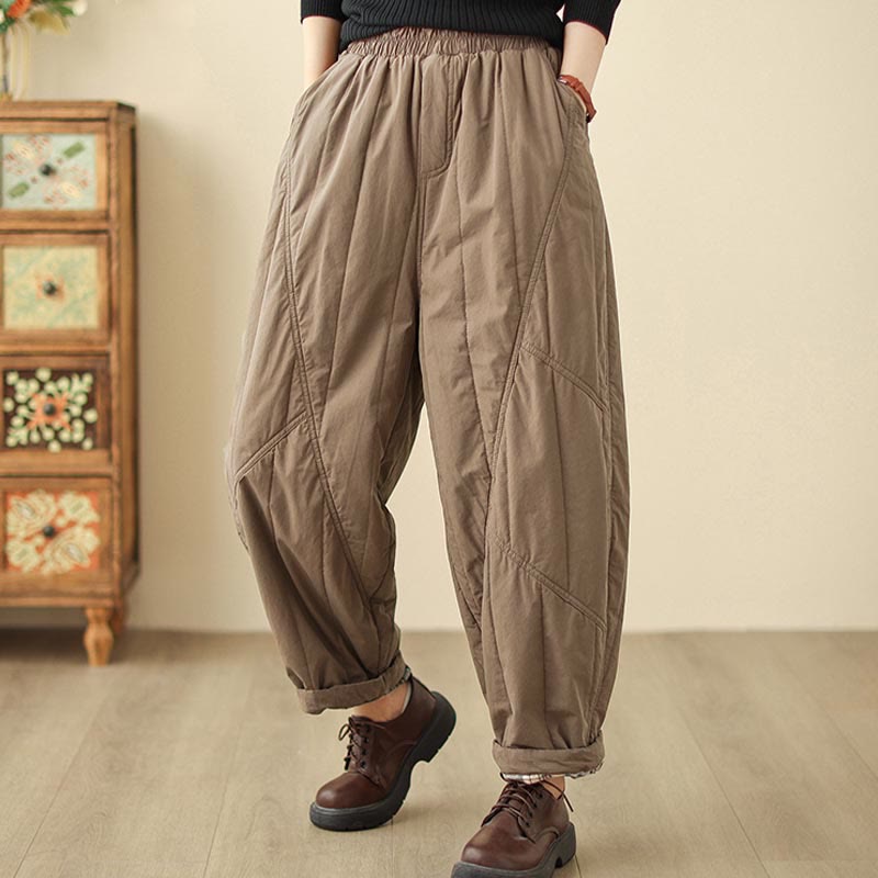 Pantalones tipo harem térmicos de cintura alta con cintura elástica y bolsillos para mujer, con estampado de Buddha Stones. - image 11