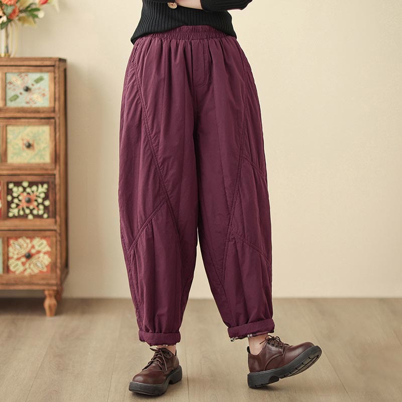 Pantalones tipo harem térmicos de cintura alta con cintura elástica y bolsillos para mujer, con estampado de Buddha Stones. - Magenta oscuro - US8-10，UK/AU12-14，EU40-42 (2XL) - image 21