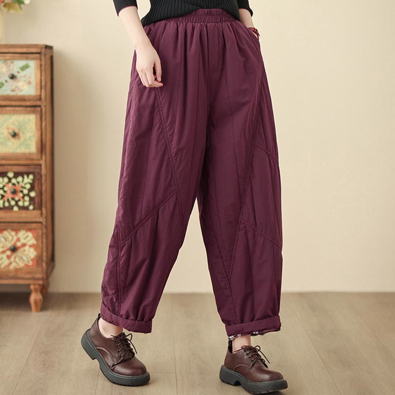 Pantalones tipo harem térmicos de cintura alta con cintura elástica y bolsillos para mujer, con estampado de Buddha Stones. - image 24