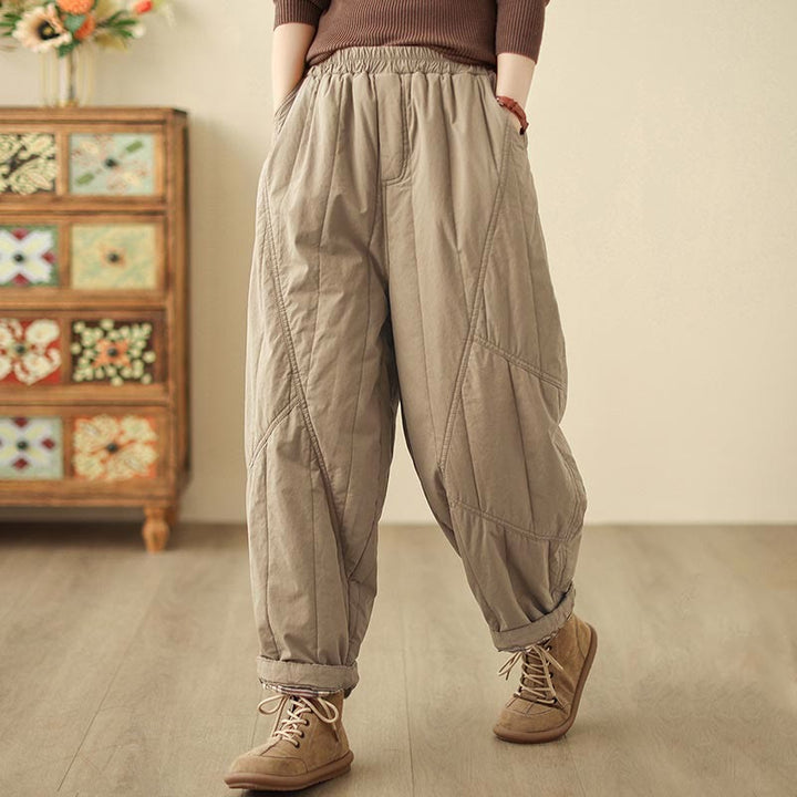 Pantalones tipo harem térmicos de cintura alta con cintura elástica y bolsillos para mujer, con estampado de Buddha Stones. - BurlyWood - US8-10，UK/AU12-14，EU40-42 (2XL) - image 1