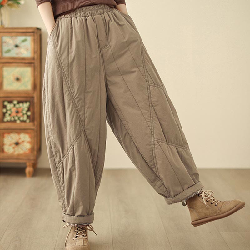 Pantalones tipo harem térmicos de cintura alta con cintura elástica y bolsillos para mujer, con estampado de Buddha Stones. - image 4