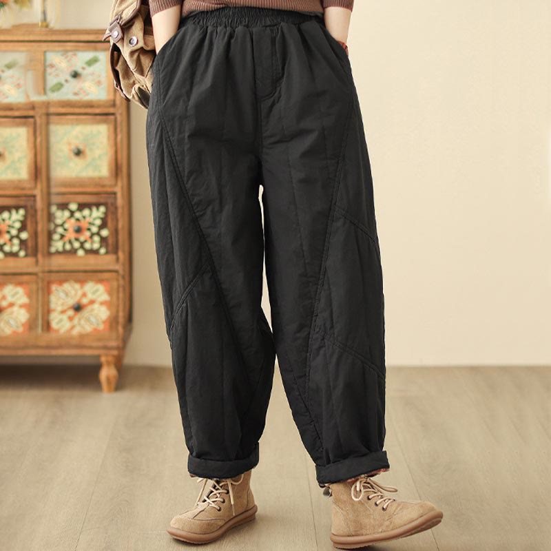 Pantalones tipo harem térmicos de cintura alta con cintura elástica y bolsillos para mujer, con estampado de Buddha Stones. - image 7